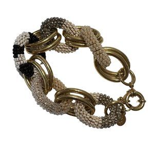 Noir  Women's Seedbed  Beaded Large Gold Chain Bracelet Chunky